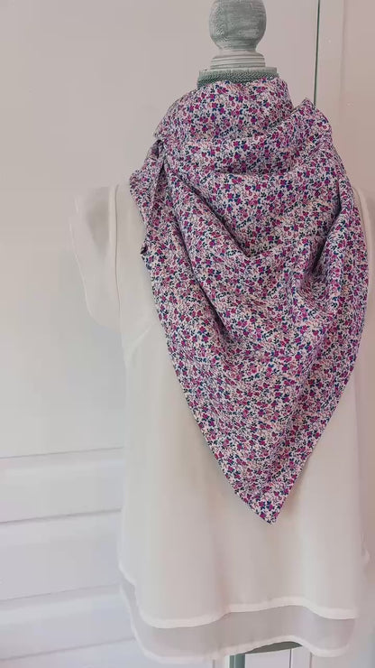 Grand Foulard artisanale " Bouquet sauvage "