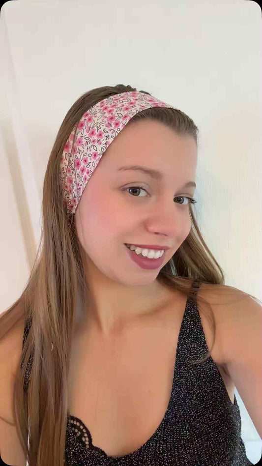 Bandeau à Cheveux " Pink Blossom" - Modèle 10/12 ans
