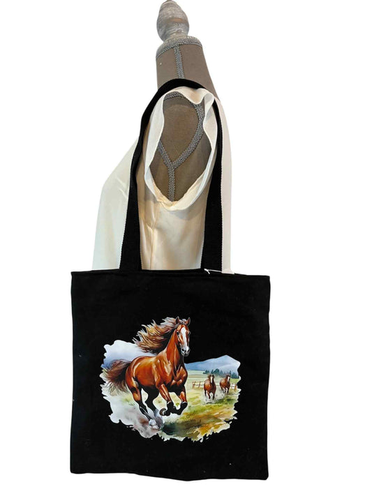 Tote bag chevaux noir - Modèle 5