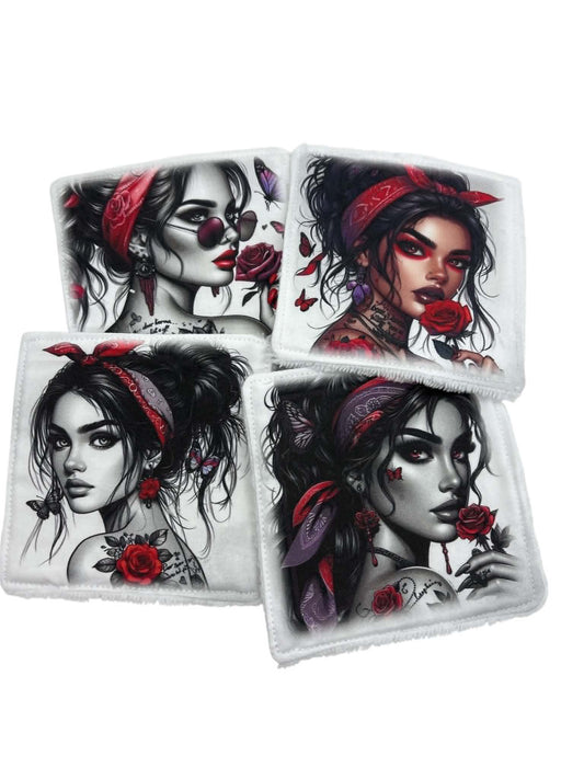 Lot de 4 lingettes lavables " Femme"